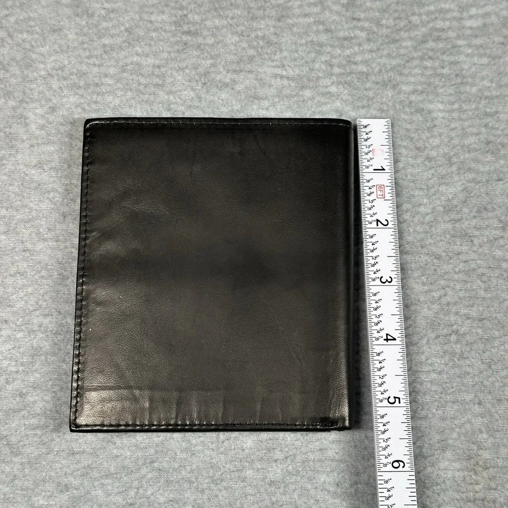 AG Wallets Genuine Leather RFID Bifold Men's Black Cowhide Billfold‎ NEW